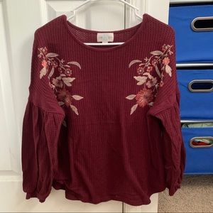 NWOT Francesca’s Floral Long Sleeve Top